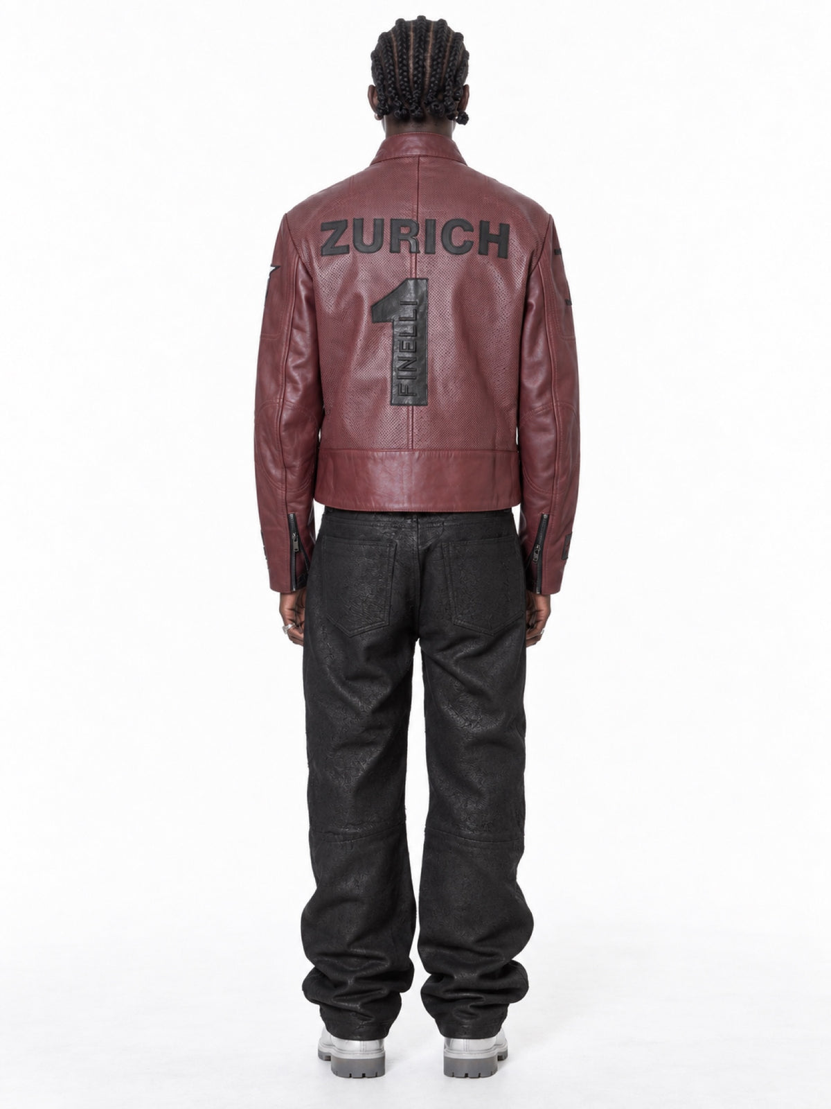 FINELLI Red Leather Zurich Jacket – back view on the model
