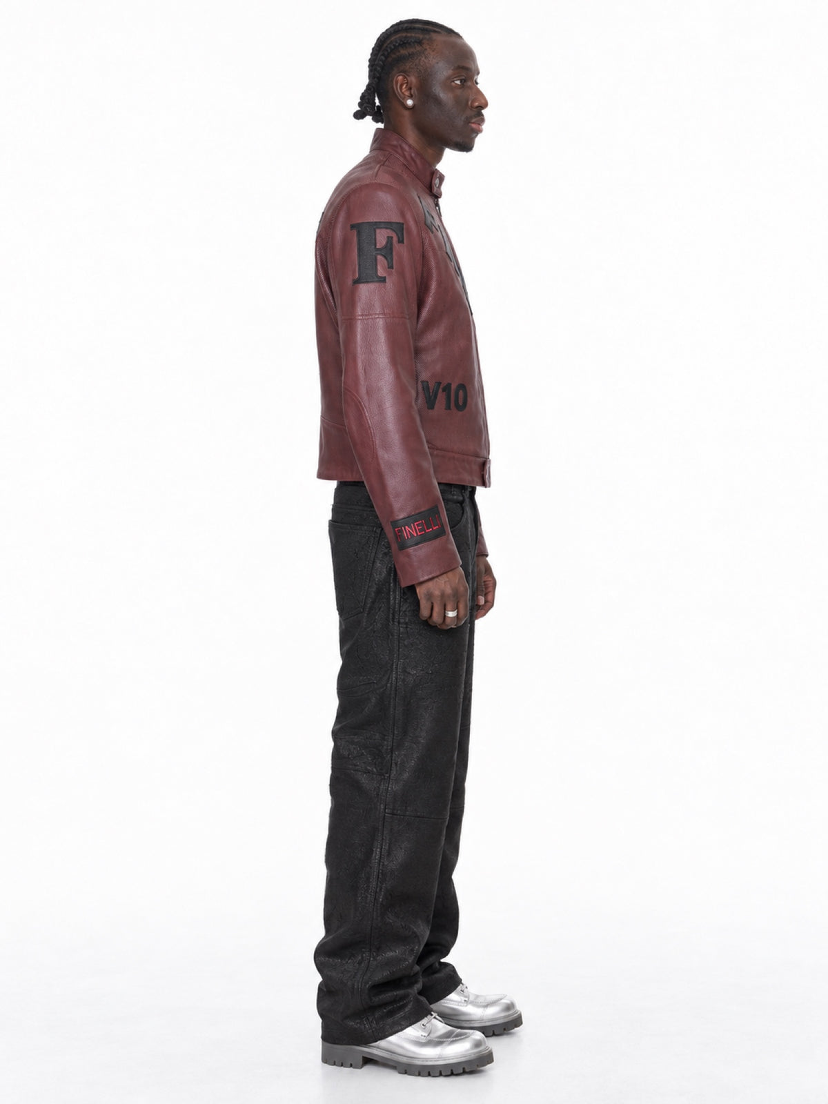 FINELLI Red Leather Zurich Jacket – side view on the model