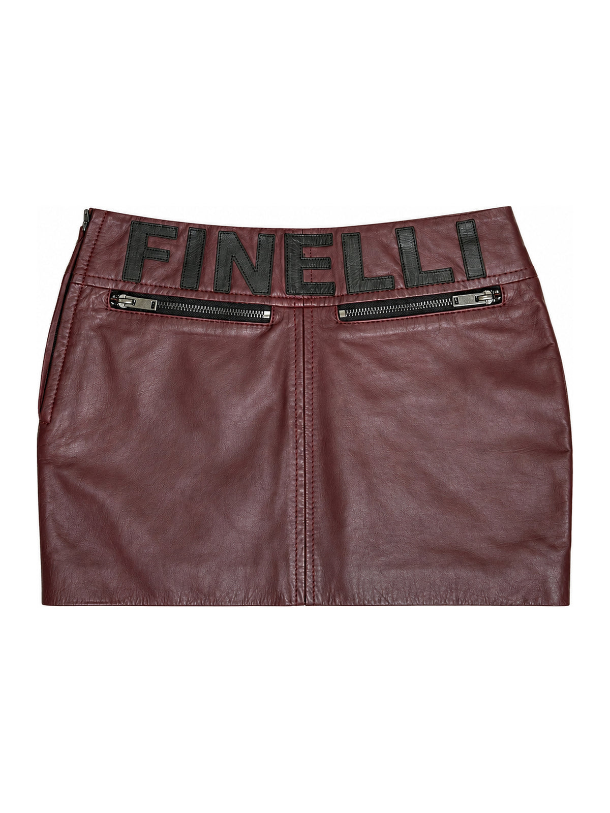 FINELLI Red Leather Skirt – back on white background