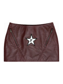 FINELLI Red Leather Skirt – Vorderseite auf weissem Hintergrund