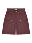 FINELLI Red Waxed Denim Shorts – Vorderseite auf weissem Hintergrund
