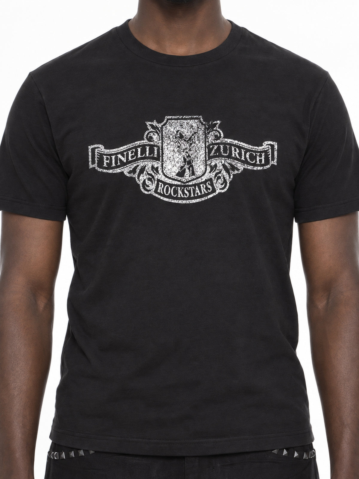 FINELLI Rockstar T-Shirt Schwarz – Detailansicht von Print und Baumwollstoff
