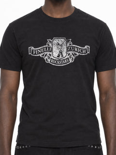FINELLI Rockstar T-Shirt Schwarz – Detailansicht von Print und Baumwollstoff