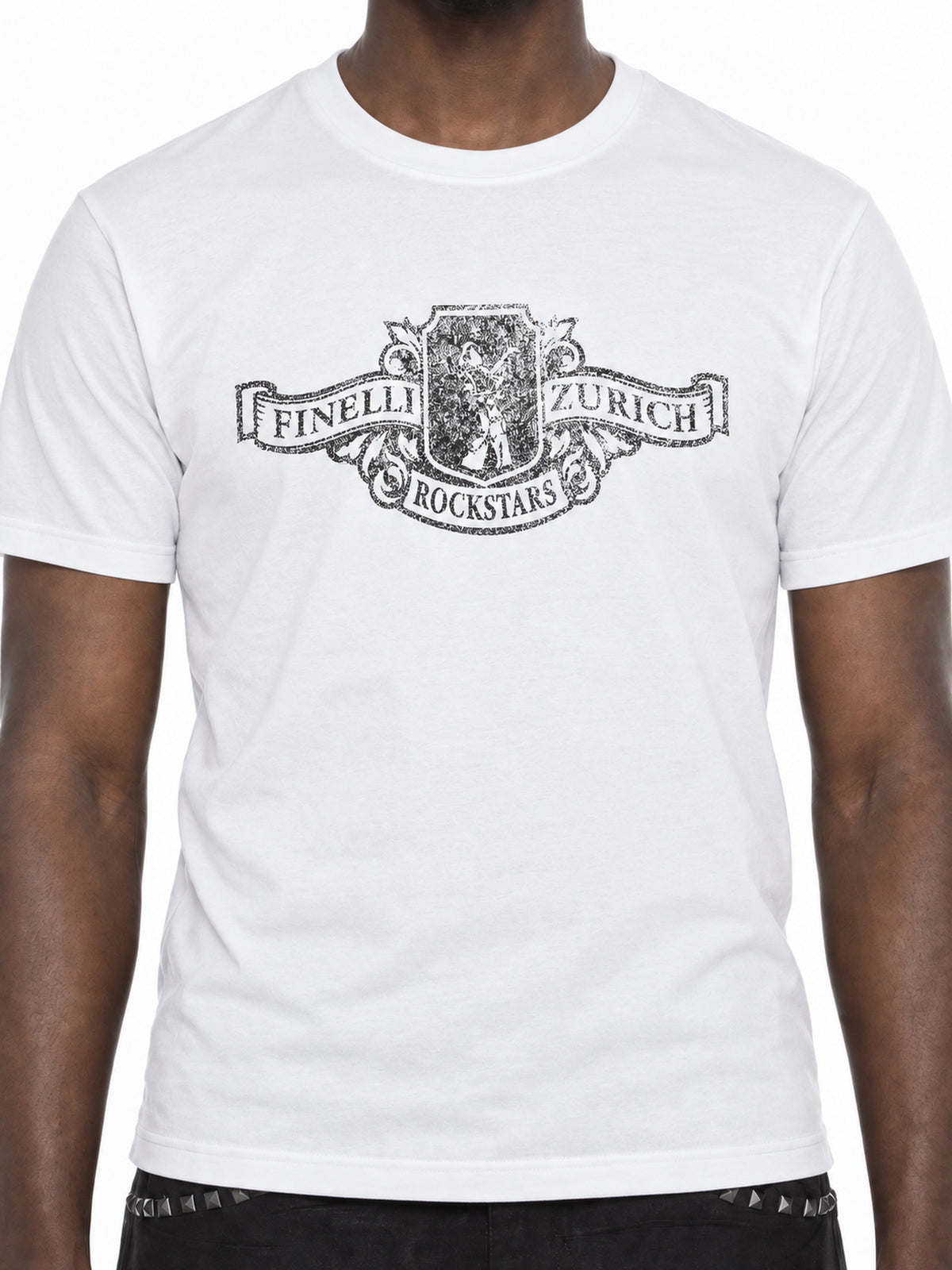 FINELLI Rockstar T-Shirt Weiss – Detailansicht von Print und Baumwollstoff