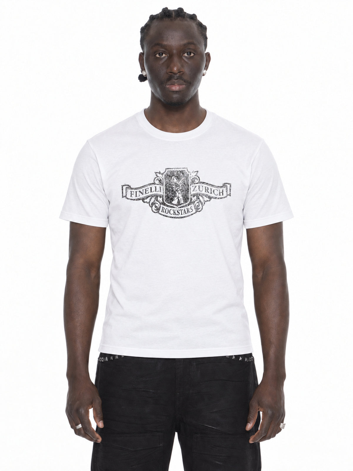 FINELLI Rockstar T-Shirt Weiss – Vorderansicht am Model