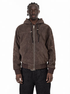 FINELLI Suede embroidery jacket Brown – Vorderansicht am Model