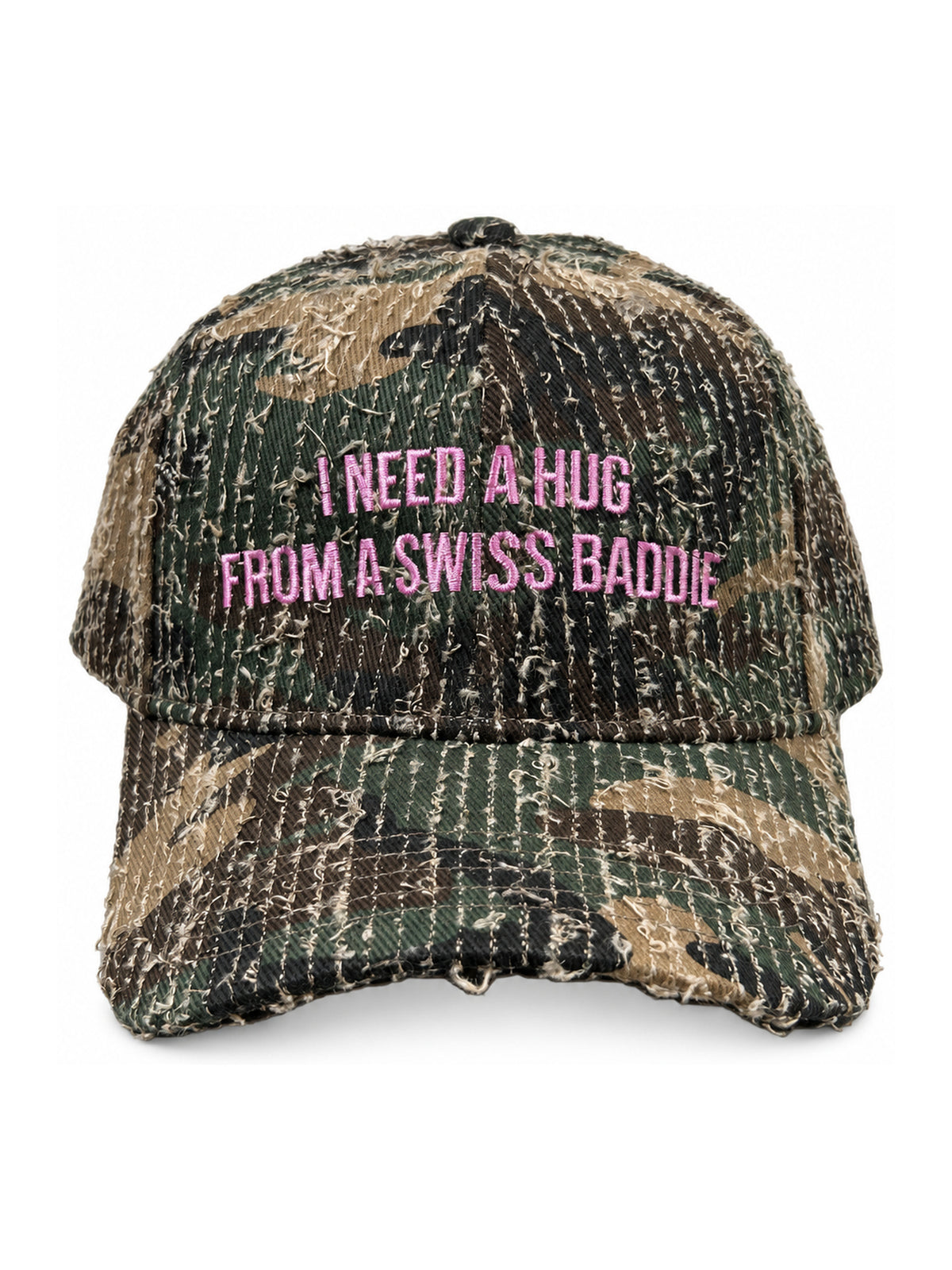 FINELLI I Need a Hug From a Swiss Baddie Cap – front view on white background