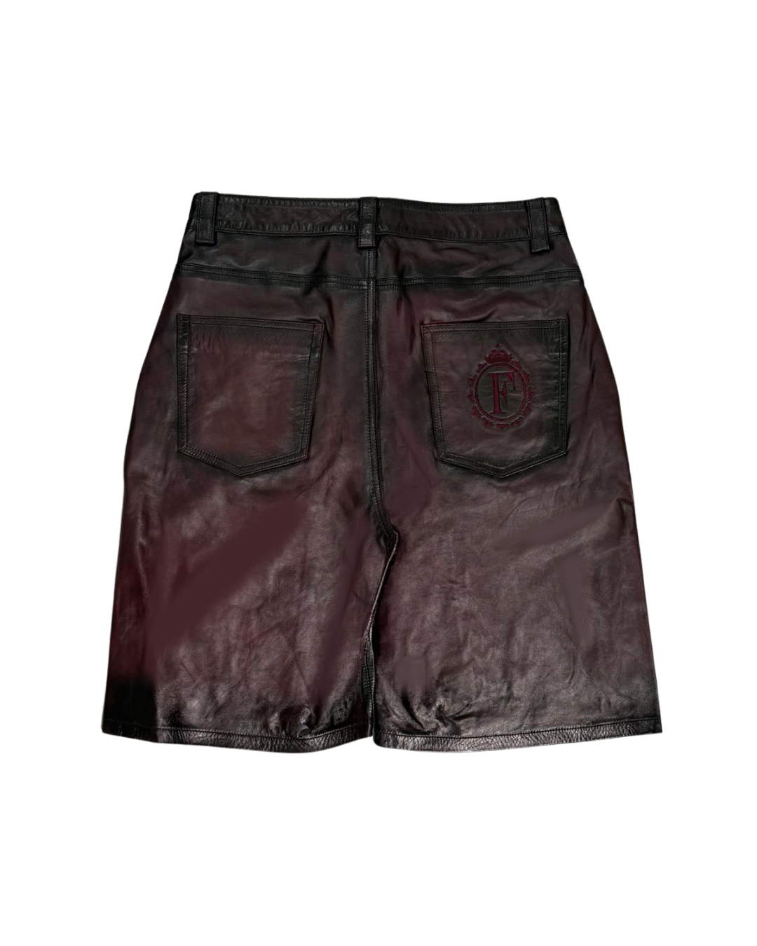 Sprayed red leather shorts
