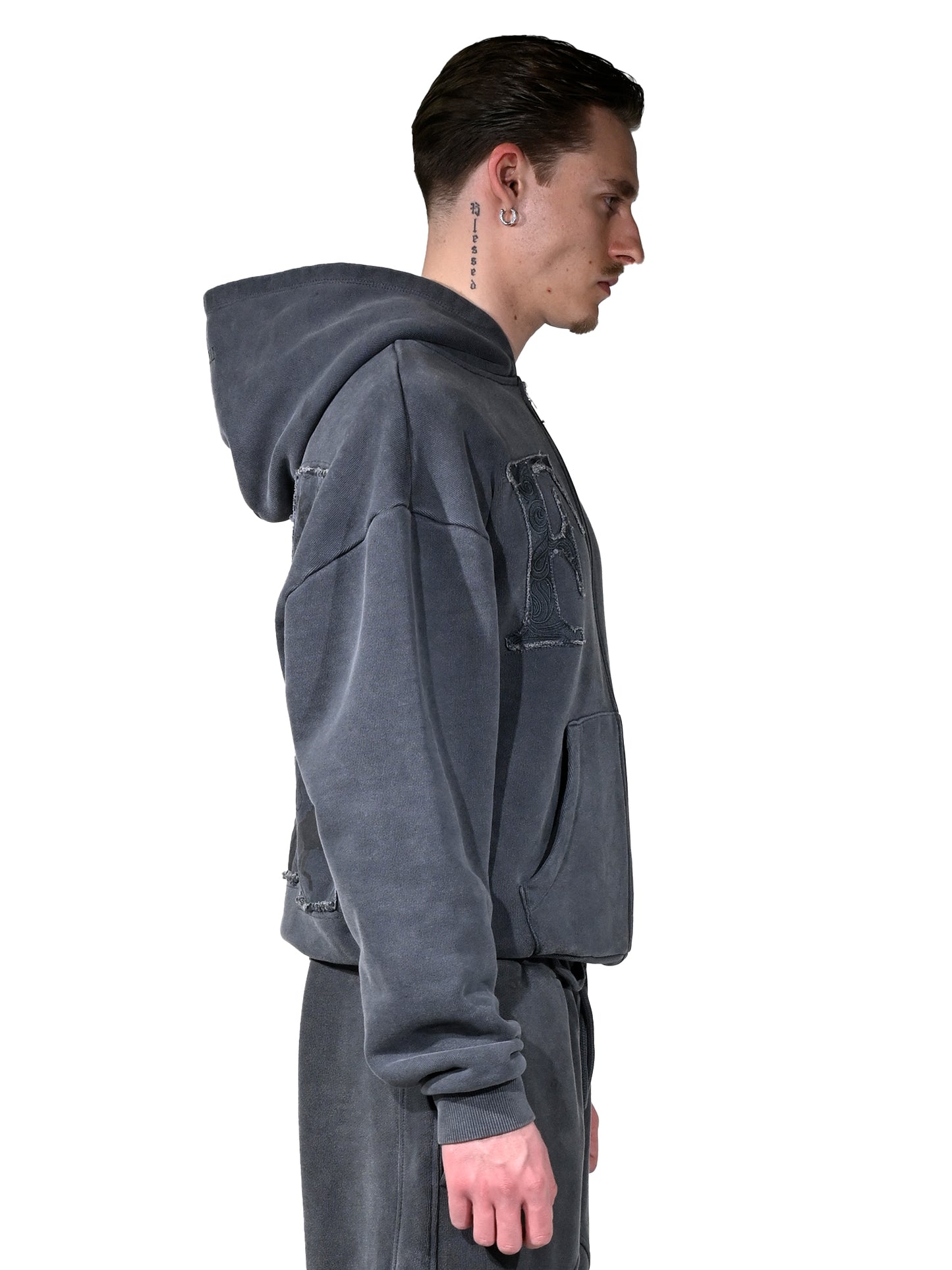 Wild West Zipper Hoodie Grey