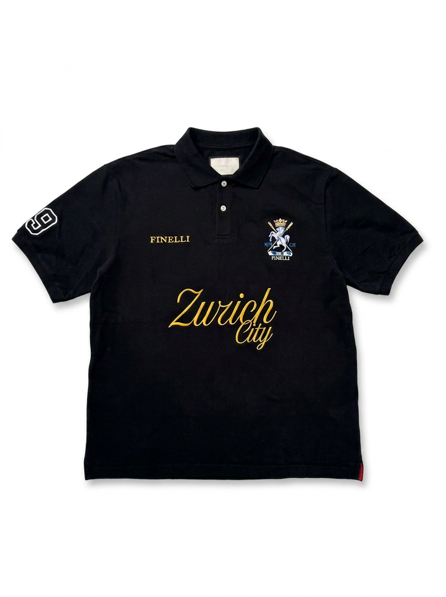 Zürich City Polo Black – FINELLI polo shirt, front view