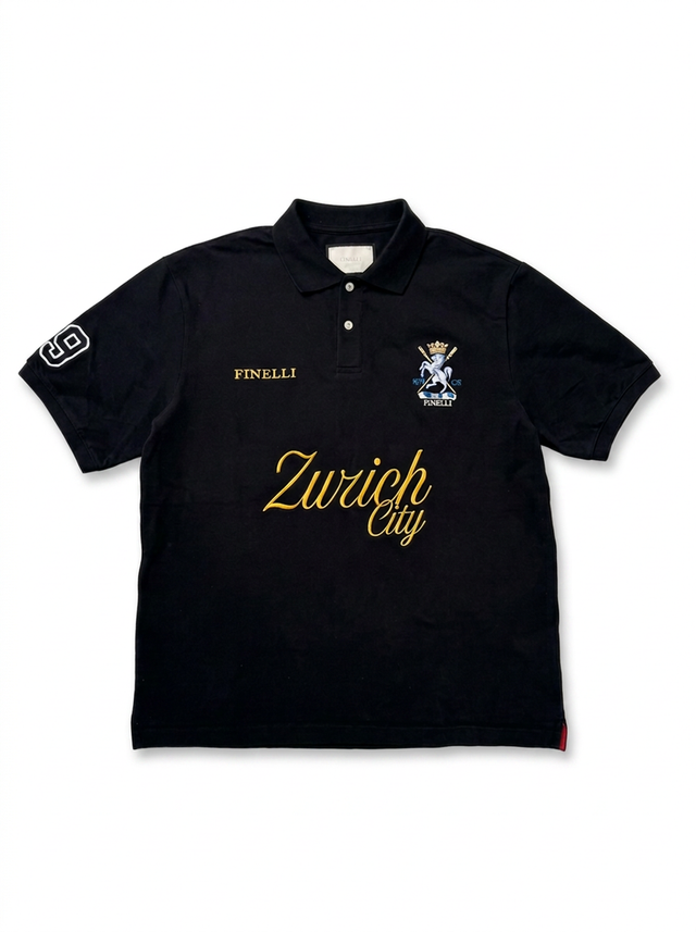 Zürich City Polo Black – FINELLI polo shirt, front view
