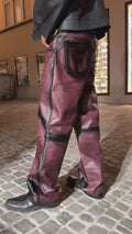 Red sprayed Leather Pants