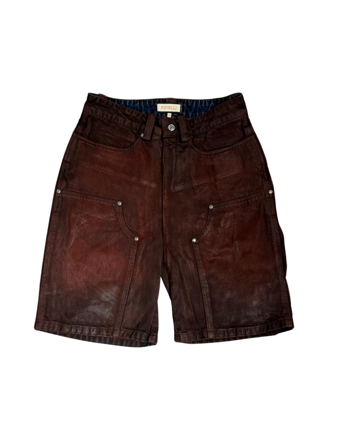 Red Waxed denim Shorts