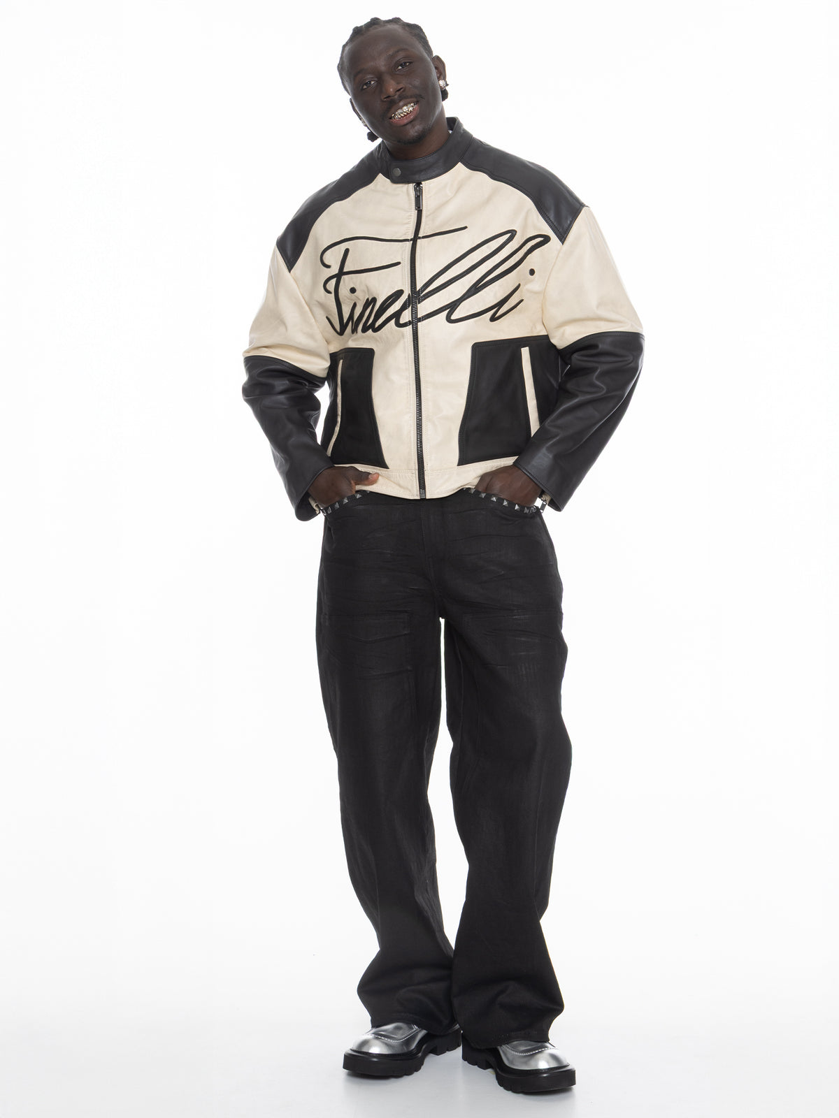 Leather Racer Jacket – FINELLI genuine leather jacket men, back view