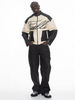 Leather Racer Jacket – FINELLI genuine leather jacket men, back view