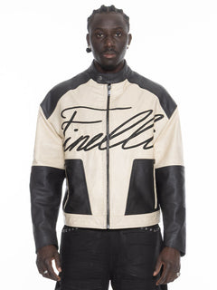 Leather Racer Jacket – FINELLI genuine leather jacket men, front view