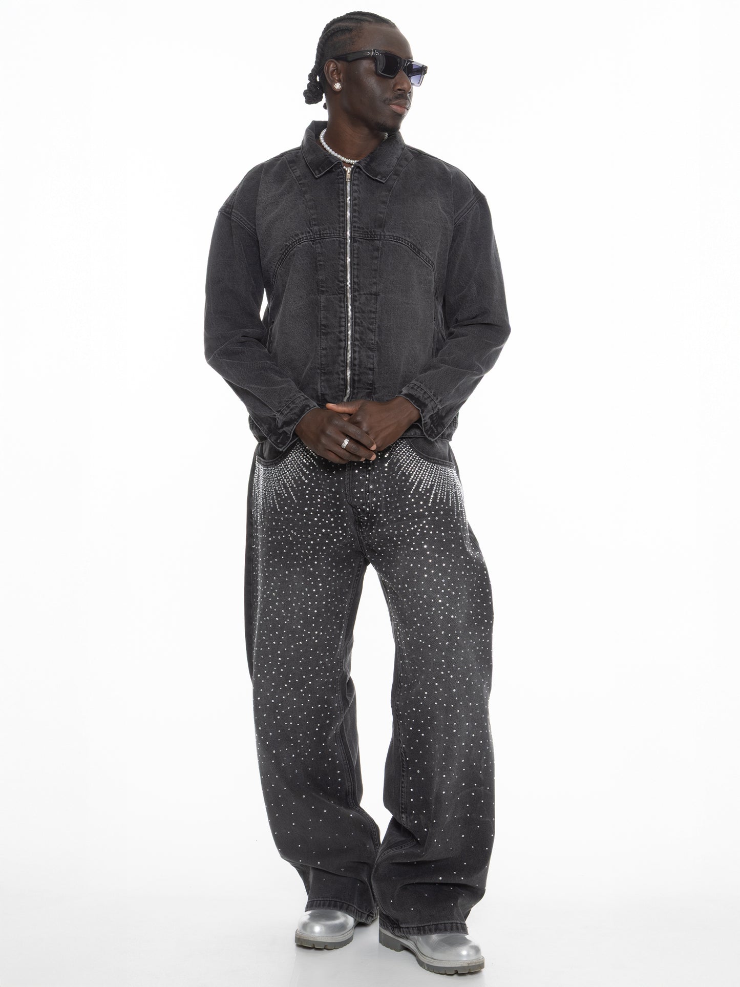 FINELLI Diamond Denim Pants black