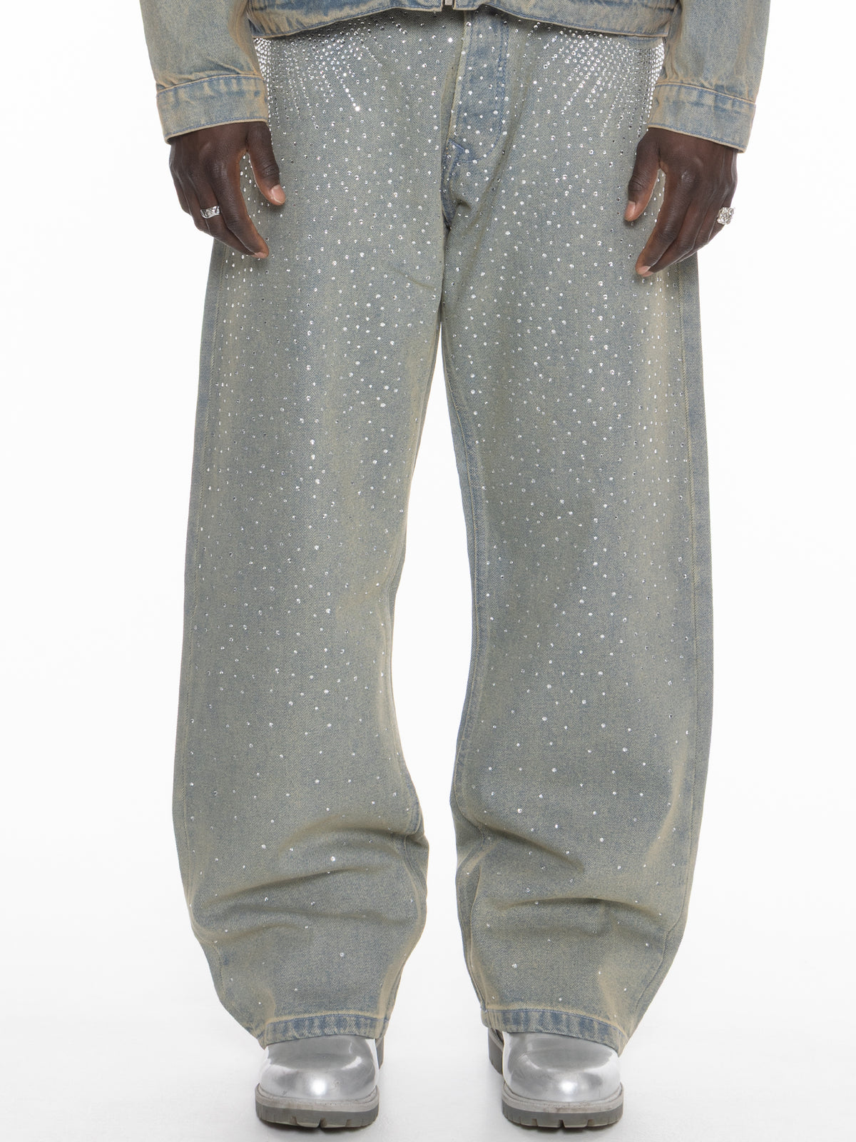 Diamond Denim Pants Tinted – FINELLI baggy jeans men, front view