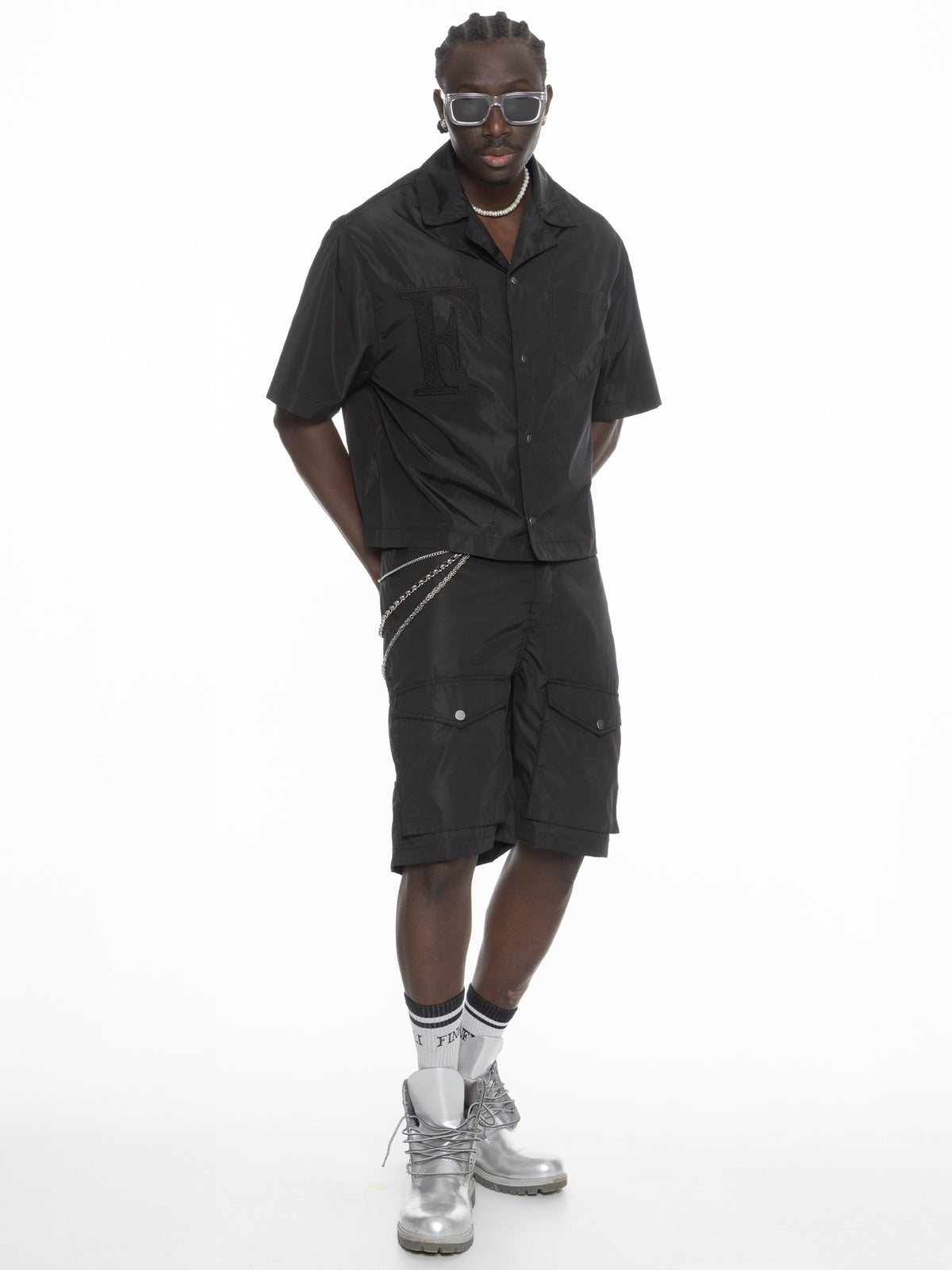 Nylon Cargo Shorts – FINELLI cargo shorts men, back view