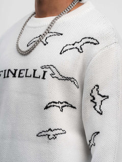 Free Birds Knit Sweater White – FINELLI knit sweater, detail 5