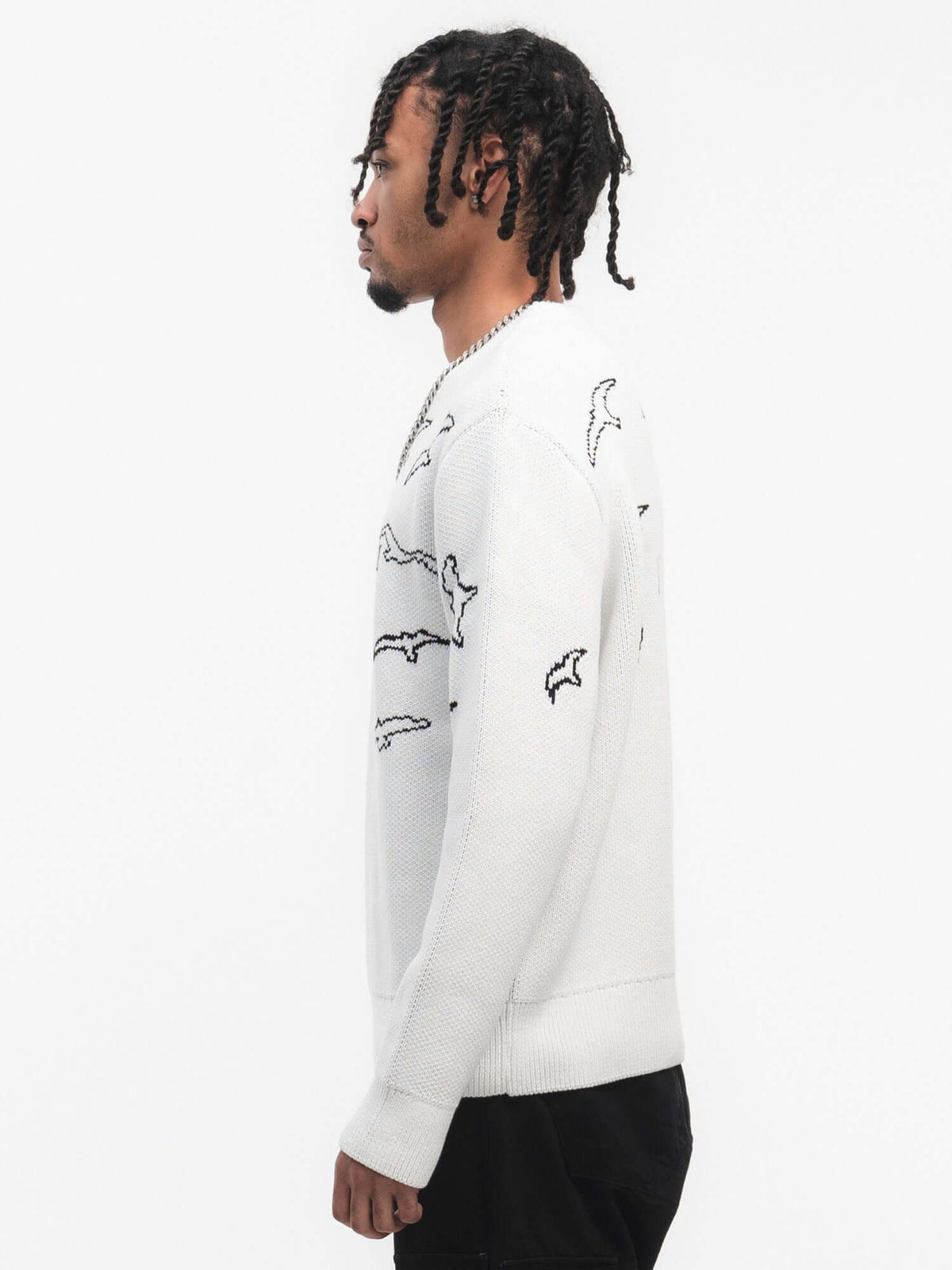 Free Birds Knit Sweater White – FINELLI knit sweater, detail 4